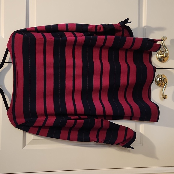 Talbots L top, raspberry/navy stripe - Picture 6 of 10